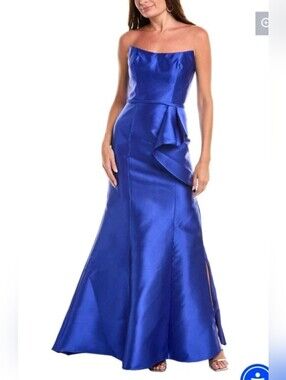 Rene Ruiz Womens Mikado Gown Sz 4 Nwt Cobalt Blue $299 Bodice Mermaid